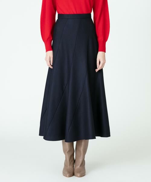 ＊＊allureville / アルアバイル スカート | Wジョーゼットエスカルゴスカート（ネイビー）
