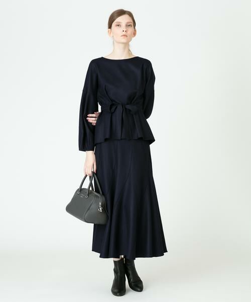 新品タグ付 アルアバイル Wジョーゼット ノットブラウス ネイビー フォーマル セール】 Wジョーゼットノットブラウス （シャツ・ブラウス