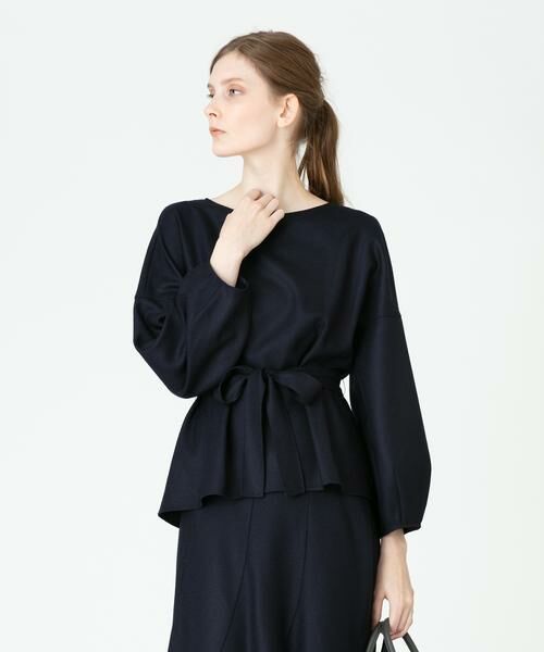 新品タグ付 アルアバイル Wジョーゼット ノットブラウス ネイビー フォーマル セール】 Wジョーゼットノットブラウス （シャツ・ブラウス