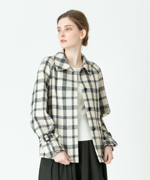 allureville アルアバイル グレンチェック ジャコットコート アウター セール】 グレンチェックミドル丈コート （その他アウター