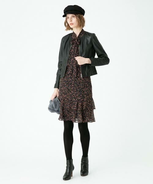 allureville レザークルーネックブルゾン レザークルーネックブルゾン | allureville (Women