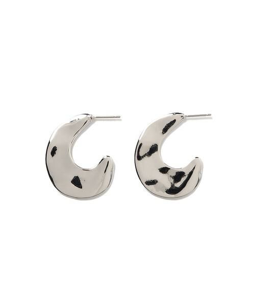 ＊＊allureville / アルアバイル ピアス・イヤリング | メタルプレートフープピアス（シルバー）