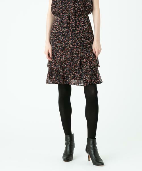 ＊＊allureville / アルアバイル スカート | ドットスモールフラワープリントミニスカート（ブラック）