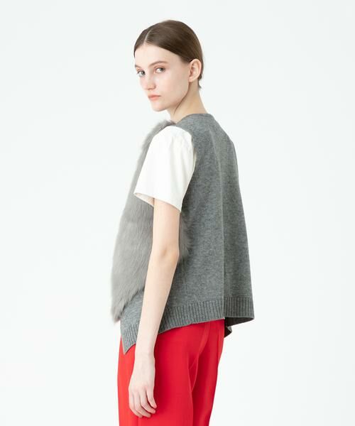 【アルアバイル】フェイクファードッキングショートジレ　グレー フェイクファードッキングショートジレ|allureville OFFICIAL