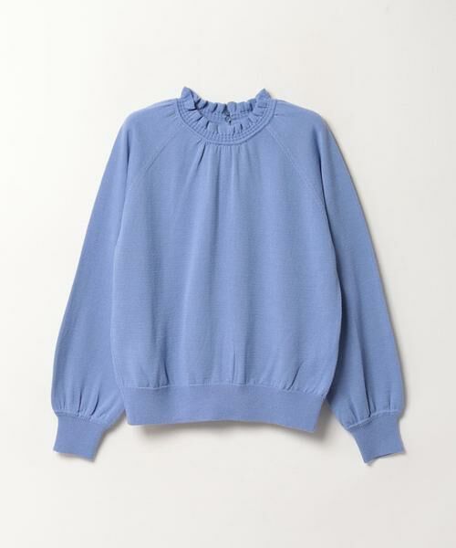 ＊＊allureville / アルアバイル ニット・セーター | スタンドフリル2WAYネックプルオーバー（サックス）