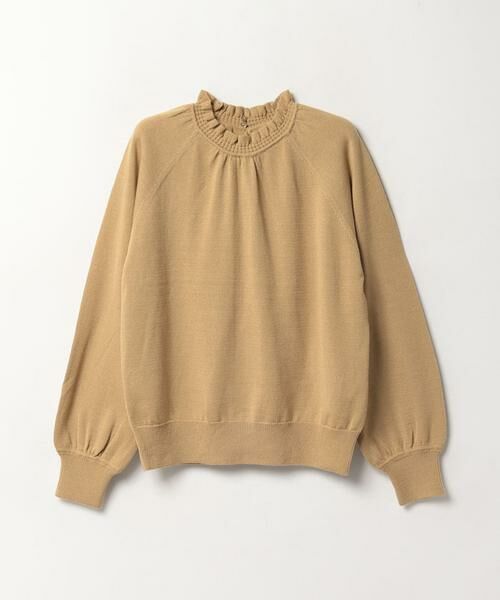 ＊＊allureville / アルアバイル ニット・セーター | スタンドフリル2WAYネックプルオーバー（キャメル）