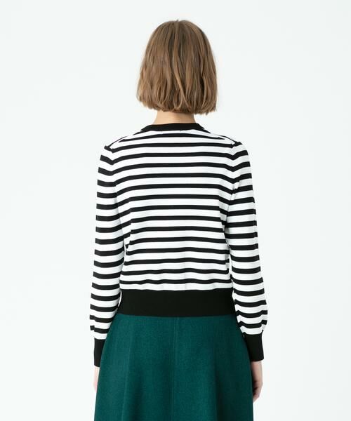 【新品】allureville 配色ポケットクルーカーディガン ネイビー LOULOU WILLOUGHBY】バイカラーキーネック5分袖カーディガン