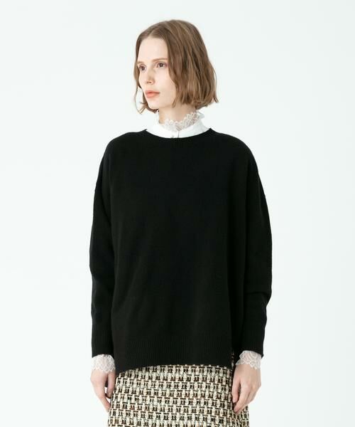 ＊＊allureville / アルアバイル ニット・セーター | ジーロンラムワイズワイドプルオーバー（ブラック）