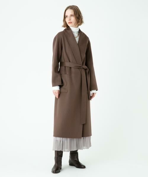 allureville ショールカラー ロングコートブラウン （コート