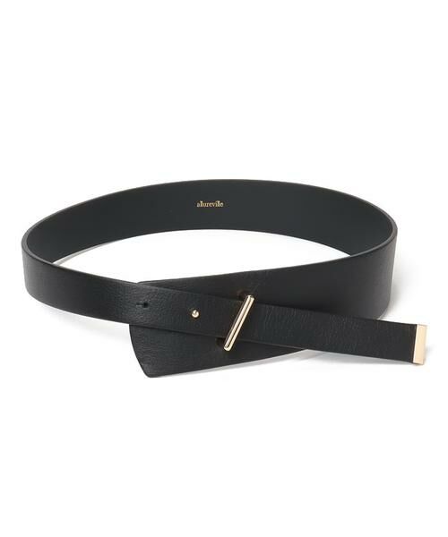 ＊＊allureville / アルアバイル ベルト・サスペンダー | レザーアシメサッシュベルト（ブラック）