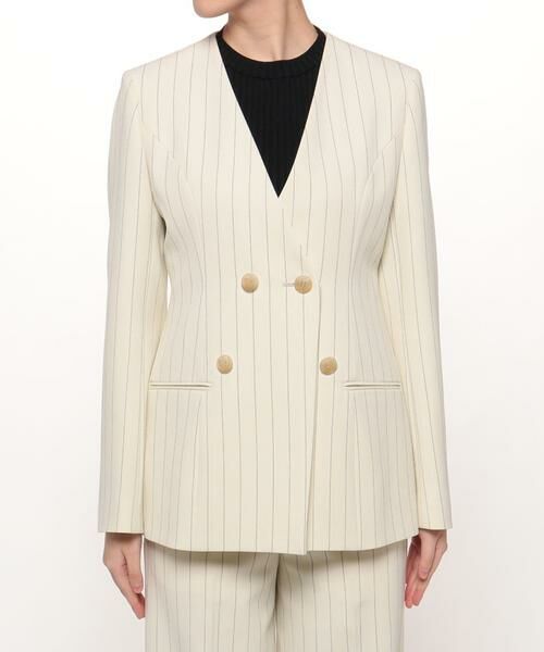 ＊＊allureville / アルアバイル ノーカラージャケット | ピンストライプカラーレスジャケット | 詳細1