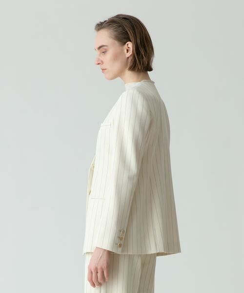 ＊＊allureville / アルアバイル ノーカラージャケット | ピンストライプカラーレスジャケット | 詳細12