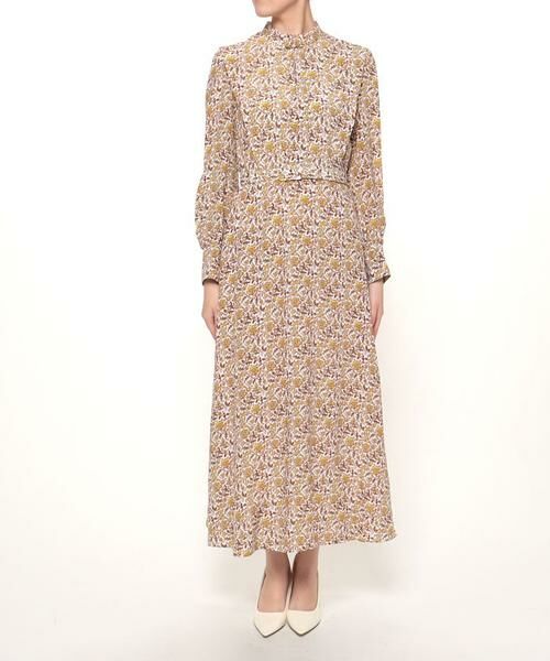 ハグオーワー＊カラムカリプリント＊ボヘミアンワンピース＊美品＊2024＊サイズ2 OMNES】ダブルガーゼ 多ボタンギャザーワンピース[品番