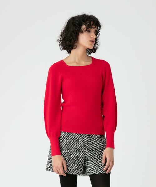 ＊＊allureville / アルアバイル ニット・セーター | スクエアデコルテプルオーバー（レッド）