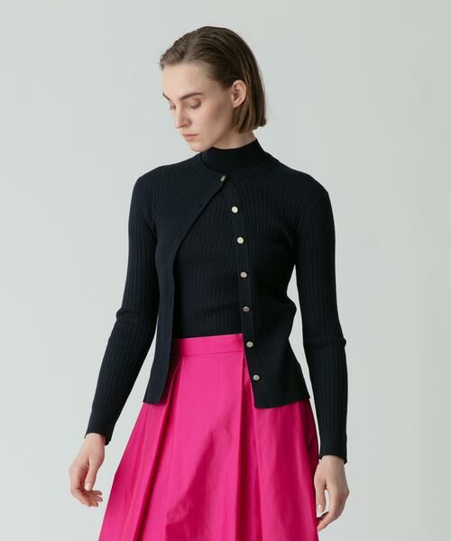 ＊＊allureville / アルアバイル カーディガン・ボレロ | 7X3リブカーディガン（ネイビー）