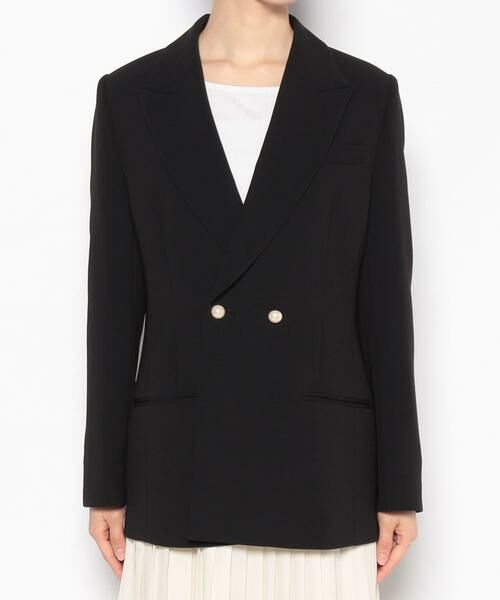 定価5万 LOULOU WILLOUGHBY パールテーラードジャケット 黒 LOULOU WILLOUGHBY】◇ パール釦テーラードジャケット