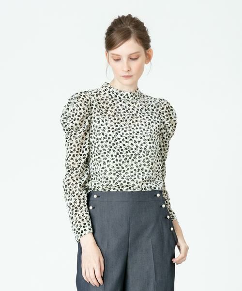 ＊＊allureville / アルアバイル シャツ・ブラウス | ベロア小花プリントブラウス（オフホワイト）