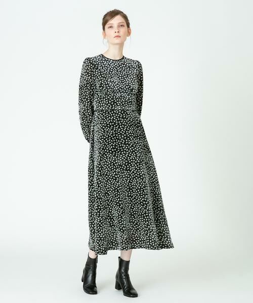 ＊＊allureville / アルアバイル ワンピース | ベロア小花プリントワンピース（ブラック）