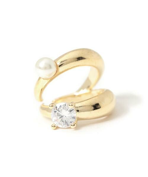 ＊＊allureville / アルアバイル ピアス・イヤリング | パールビジューイヤカフ（ゴールド）