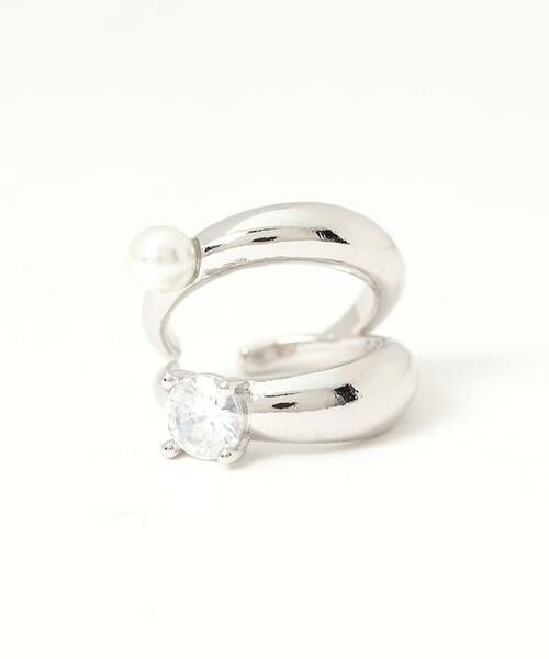 ＊＊allureville / アルアバイル ピアス・イヤリング | パールビジューイヤカフ（シルバー）