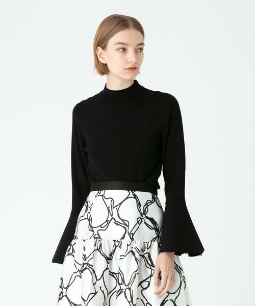 ＊＊allureville / アルアバイル ニット・セーター | トランペットカフプルオーバー（ブラック）