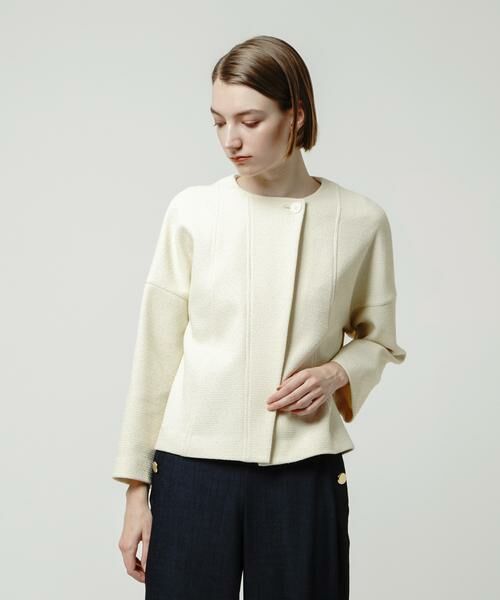 allureville ツィード ノーカラージャケット ホワイト allureville