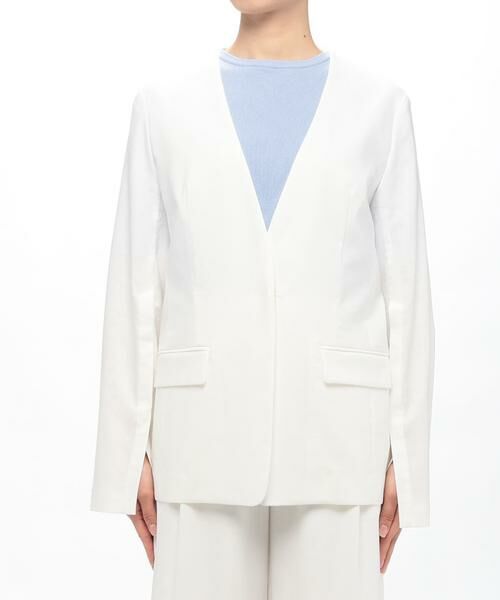 ＊＊allureville / アルアバイル ノーカラージャケット | リネンツイルストレッチスリットスリーブジャケット | 詳細1