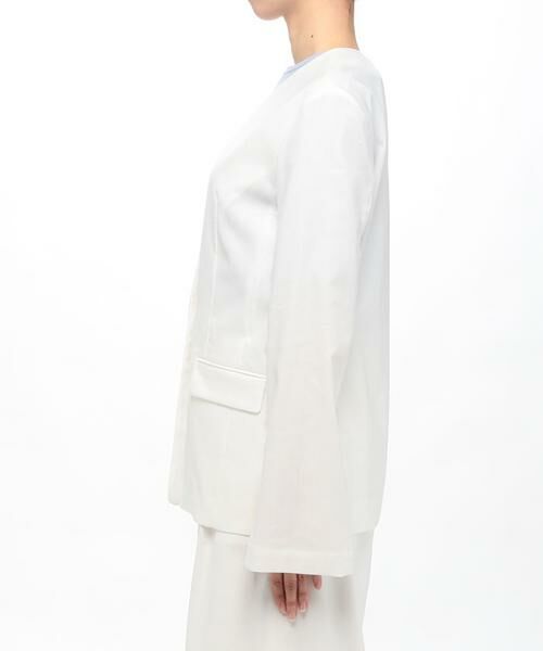 ＊＊allureville / アルアバイル ノーカラージャケット | リネンツイルストレッチスリットスリーブジャケット | 詳細2