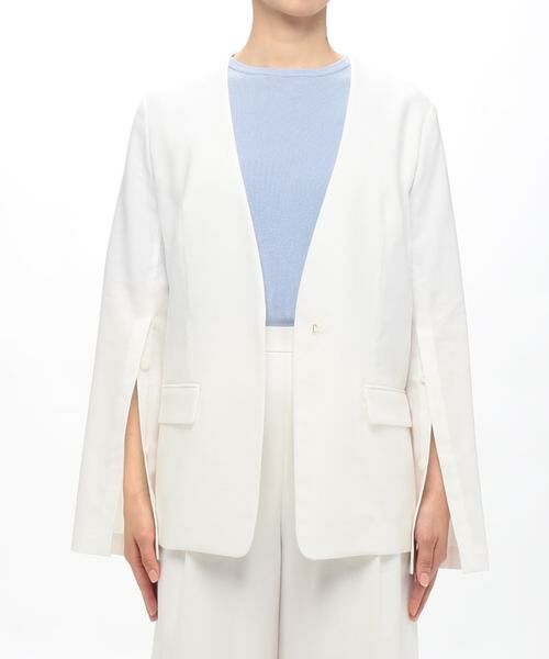 ＊＊allureville / アルアバイル ノーカラージャケット | リネンツイルストレッチスリットスリーブジャケット | 詳細8