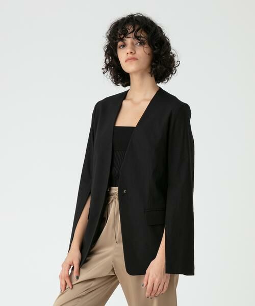 ＊＊allureville / アルアバイル ノーカラージャケット | リネンツイルストレッチスリットスリーブジャケット | 詳細14