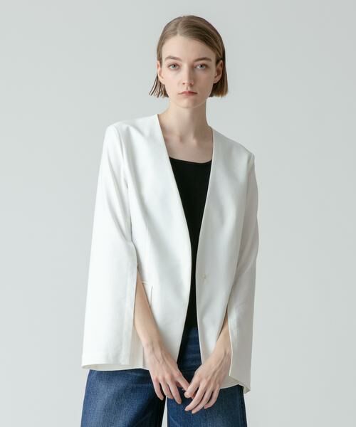 ＊＊allureville / アルアバイル ノーカラージャケット | リネンツイルストレッチスリットスリーブジャケット | 詳細18