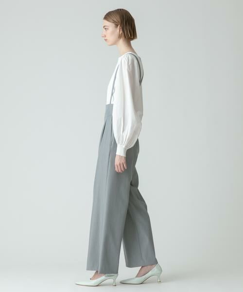 美品✨アルアバイル オールインワン サロペット ベルト グレー ワイド マキシ allureville サロペット オーバーオール Vネックオールインワン