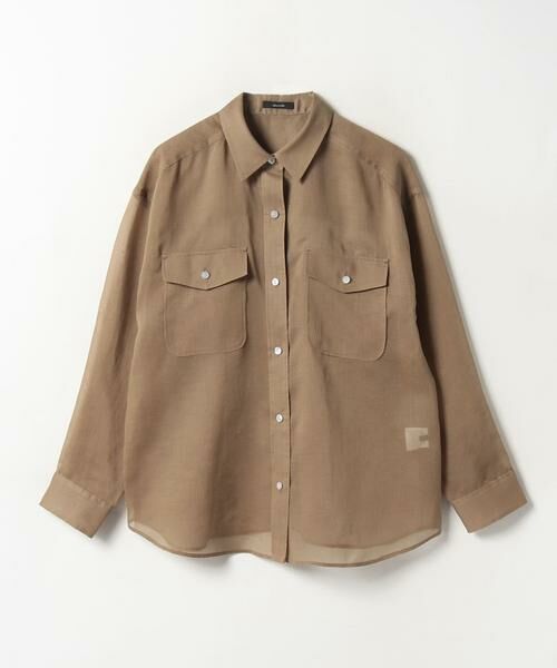 【新品】完売⭐︎ アルページュストーリー　 2WAYシアーリネンシャツ　キャメル 新品】完売⭐︎ アルページュストーリー 2WAYシアーリネンシャツ