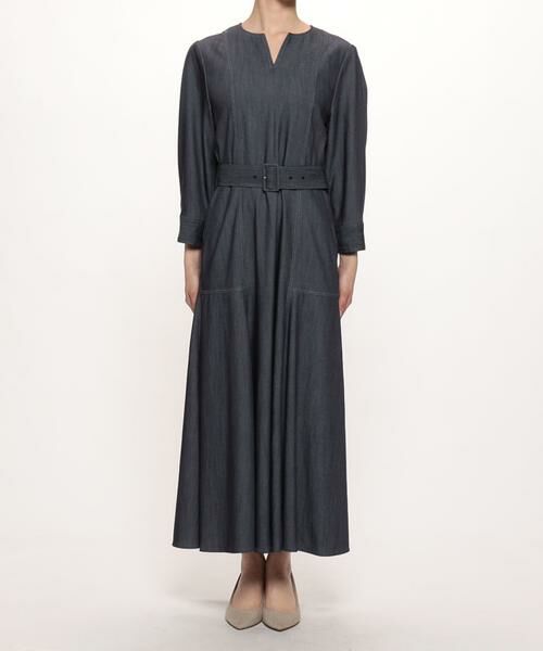 ＊＊allureville / アルアバイル ワンピース | ソフトデニムキーネックワンピース | 詳細1