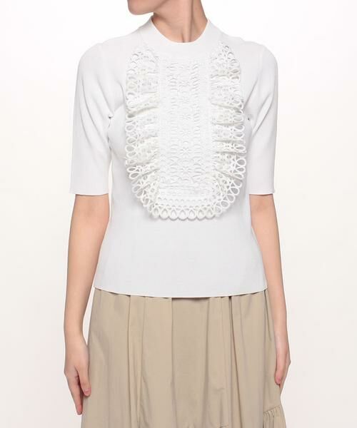 ＊＊allureville / アルアバイル ニット・セーター | エンブロイダリークチュール5分袖プルオーバー | 詳細1