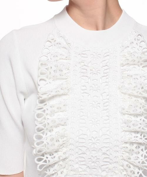＊＊allureville / アルアバイル ニット・セーター | エンブロイダリークチュール5分袖プルオーバー | 詳細4