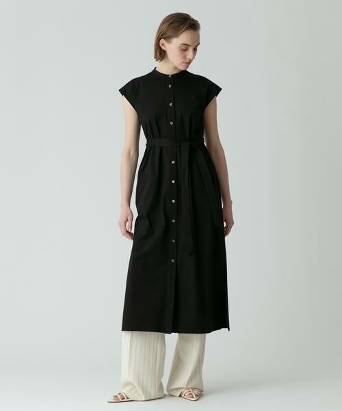 ＊＊allureville / アルアバイル ワンピース | ジャージバンドカラーシャツワンピース（ブラック）