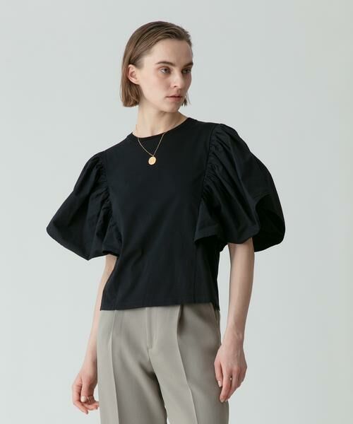 ＊＊allureville / アルアバイル カットソー | ピースダイフレアスリーブプルオーバー（ブラック）