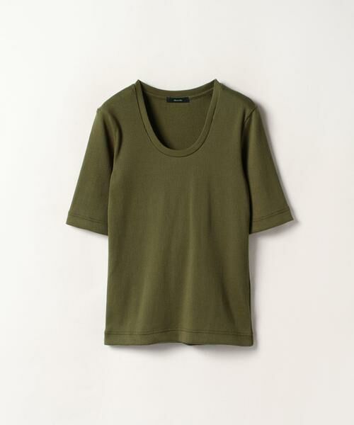 ＊＊allureville / アルアバイル カットソー | ディープUネックRIB プルオーバー（カーキ）