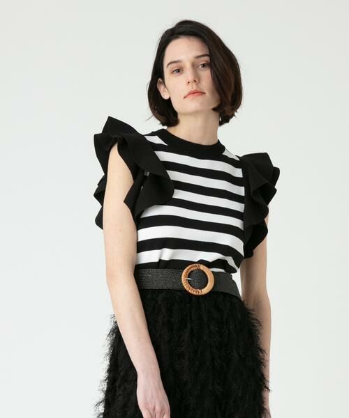 ＊＊allureville / アルアバイル ニット・セーター | 立体フリルボーダープルオーバー | 詳細7