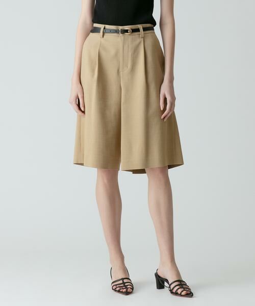 ＊＊allureville / アルアバイル パンツ | リオペルリネンライクスラブハーフパンツ（ベージュ）