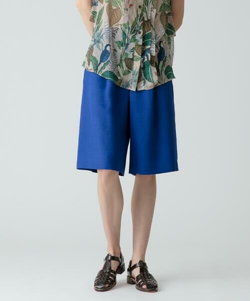 ＊＊allureville / アルアバイル パンツ | リオペルリネンライクスラブハーフパンツ（ブルー）