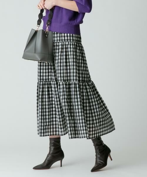 ＊＊allureville / アルアバイル スカート | ギンガムチェックティアードスカート（ブラック）