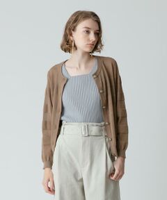 シアーバスクボーダーカーディガン