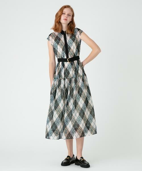 ＊＊allureville / アルアバイル ワンピース | アーガイルフラワーティアードワンピース（ベージュ）