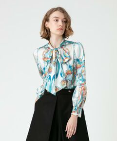ハーネスプリントリボンブラウス