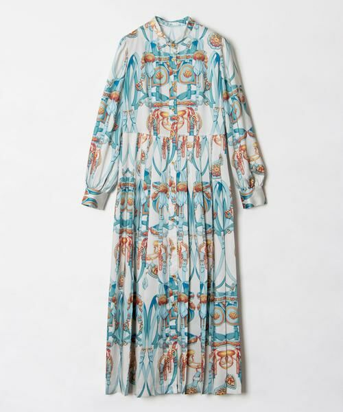 美品✨23AW ルルウィルビー ハーネスプリントワンピース 2 総柄 プリーツ セール】 ハーネスプリントワンピース （ワンピース