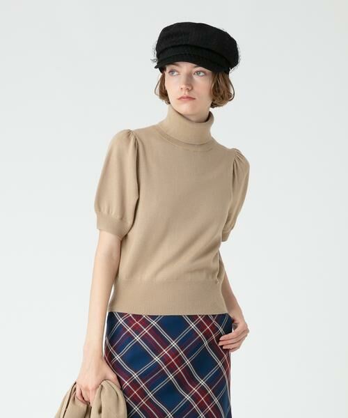 ＊＊allureville / アルアバイル ニット・セーター | コンパクトタートルハーフスリーブプルオーバー（ベージュ）