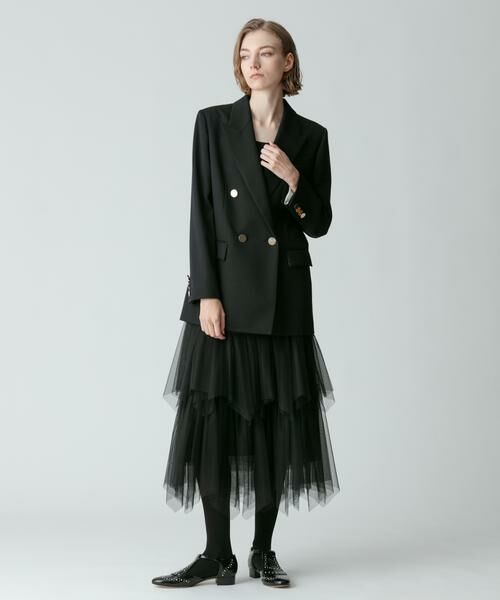 新品　Allureville　ハイカウントギャバダブルジャケット　黒　ブラック ハイカウントギャバダブルジャケット （テーラードジャケット