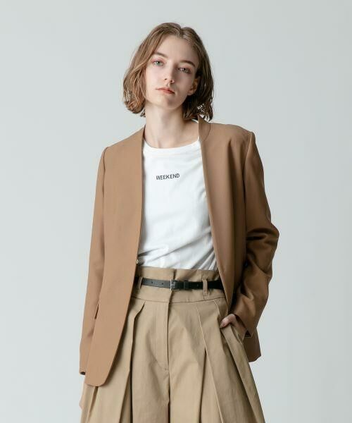 ＊＊allureville / アルアバイル ノーカラージャケット | ウールバーズアイノーカラージャケット（キャメル）